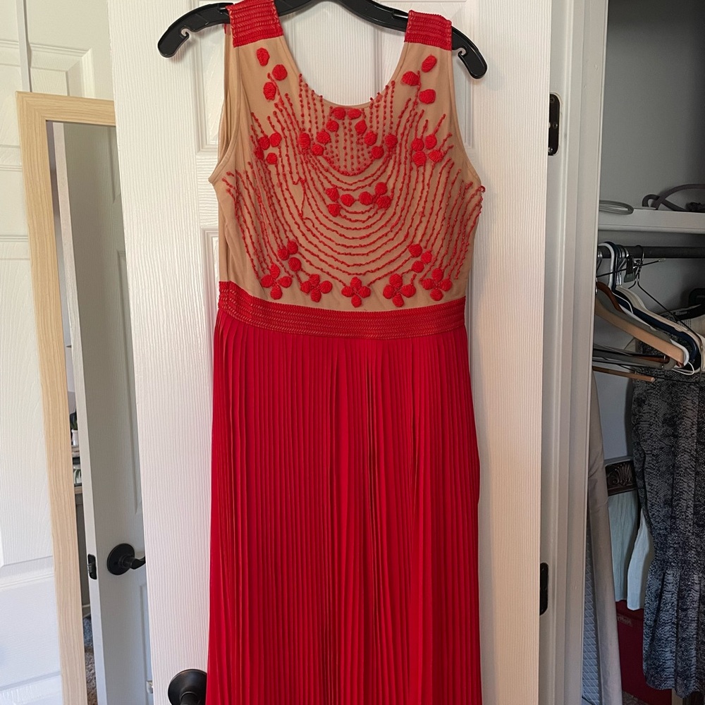 Red and Nude maxi dress from Anthropologie, size 8